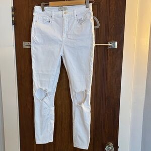 Free People White Distressed Ankle Jeans